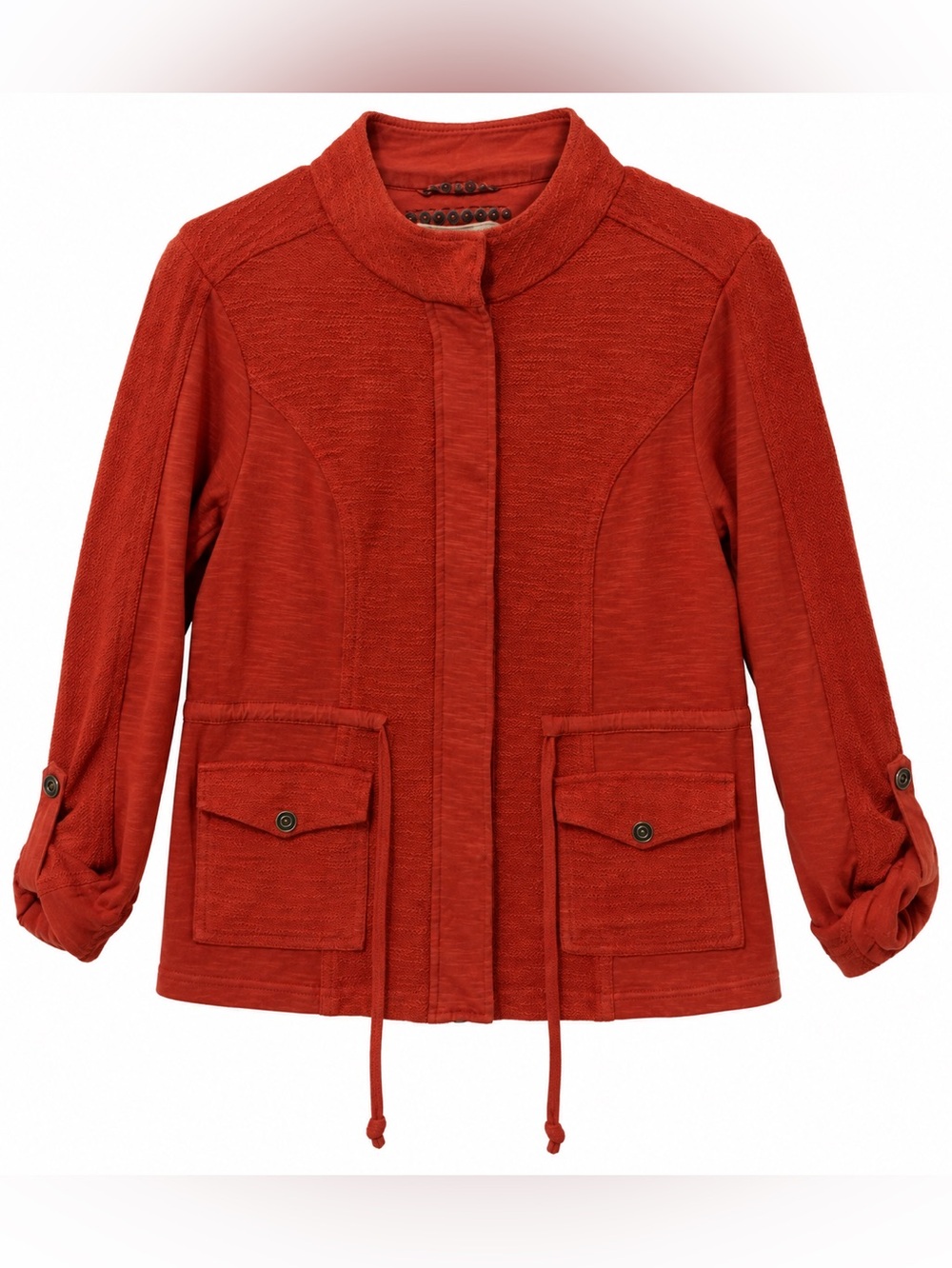 Anthropologie Saturday Sunday Utility Jacket Size S Rust Orange 100% Cotton